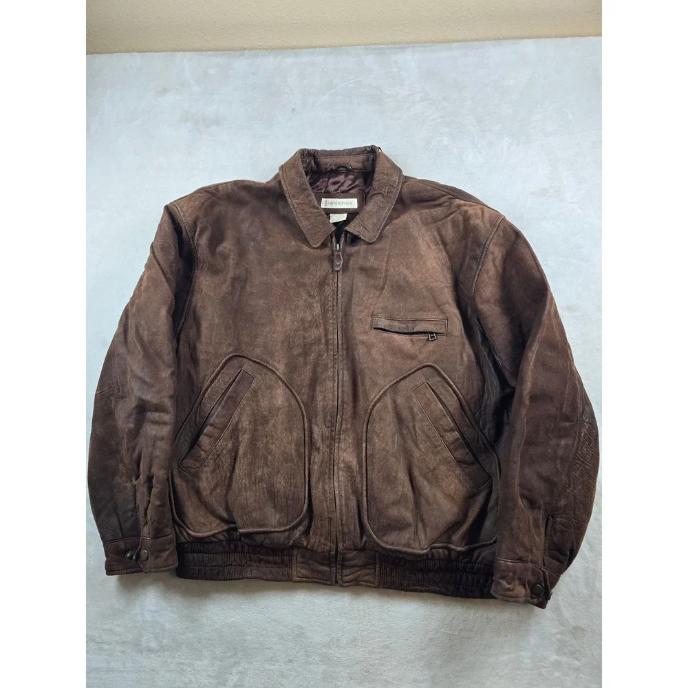 Vintage Banana Republic Suede Leather Bomber Jacket Men Large 46 Brown Insulated